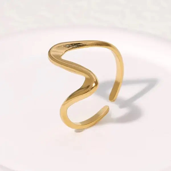 Bague Ondulation Plaqué Or 18K