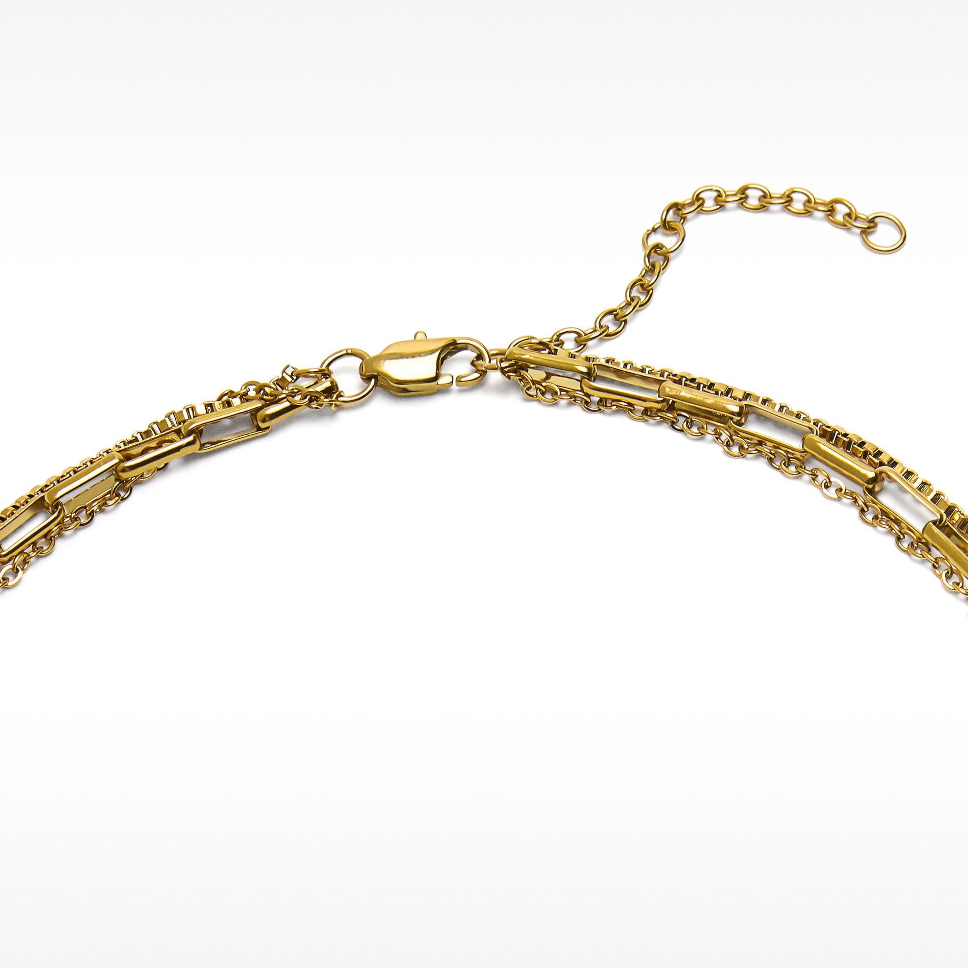 Collier multi-chaînes en acier inoxydable plaqué or 18K