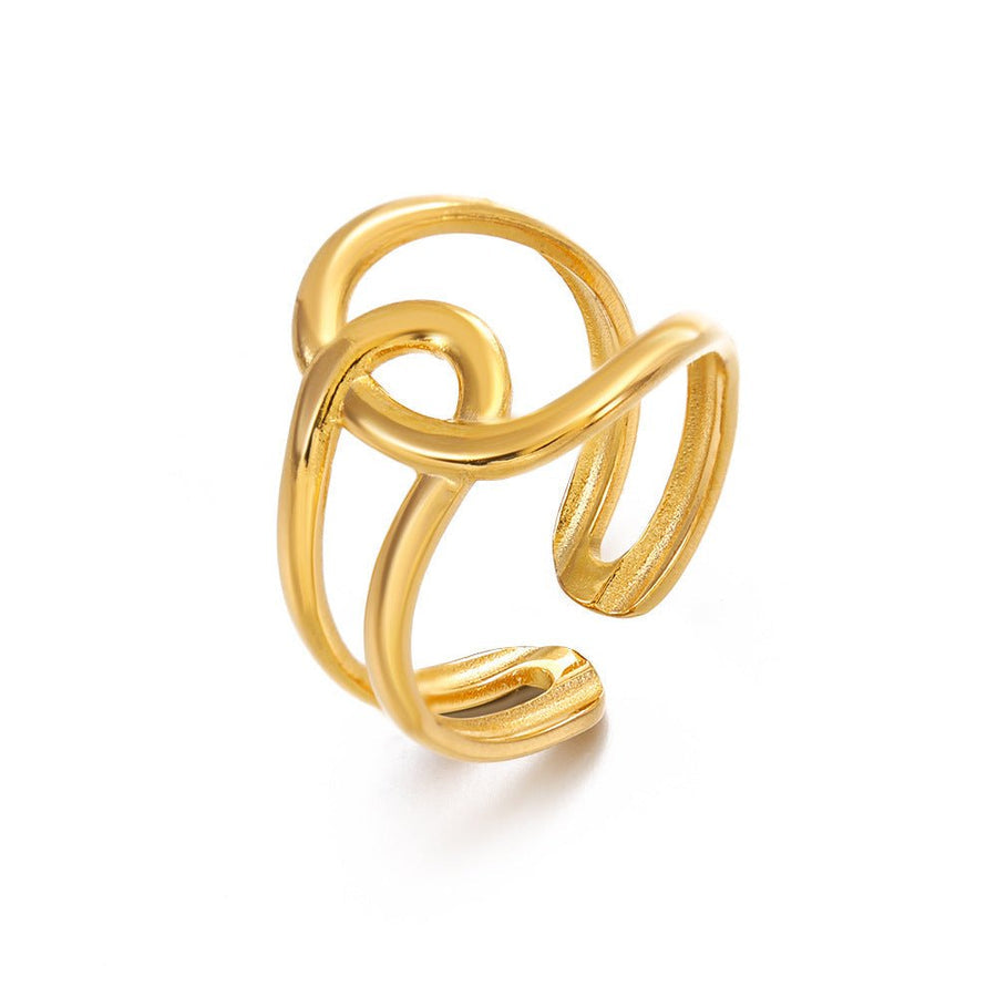 Bague Ondulée Élégance Dorée Plaqué Or 18K