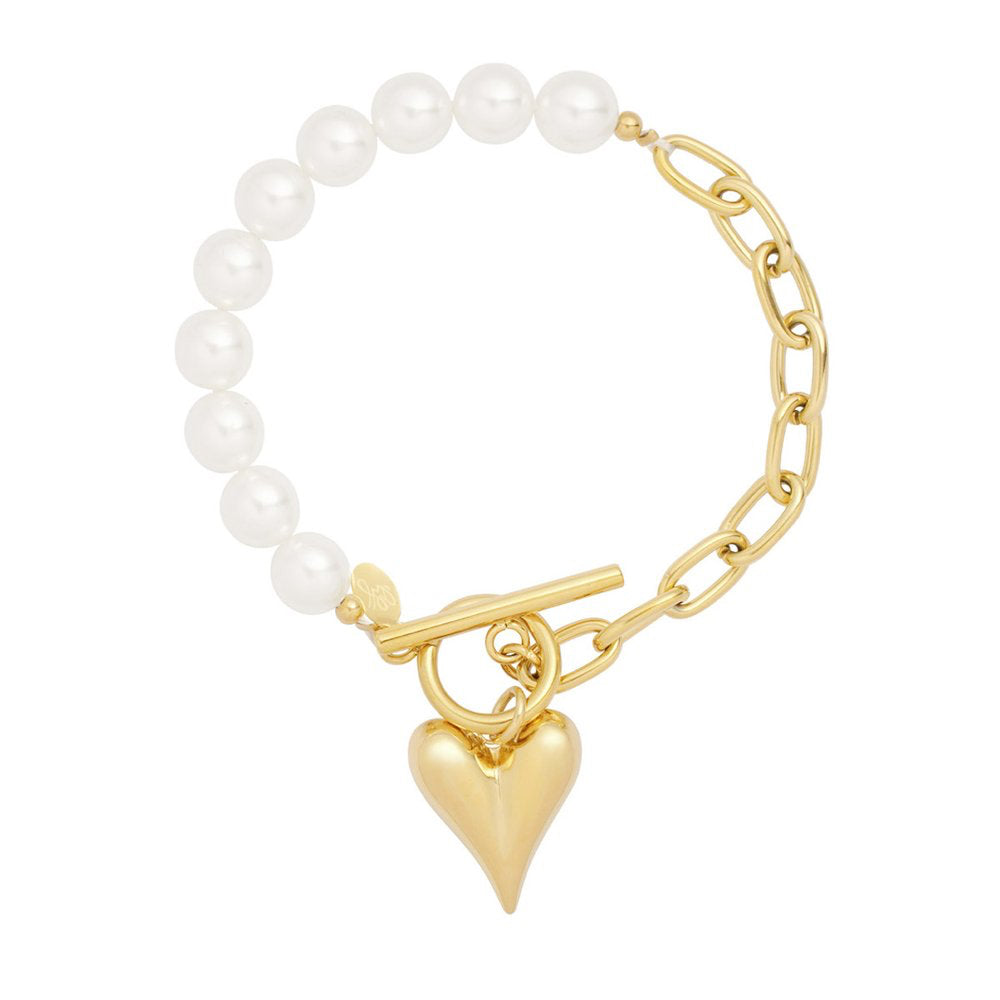 Bracelet Perles & Cœur Doré