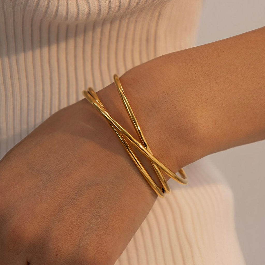 Manchette Entrelacé Plaqué Or 18 K