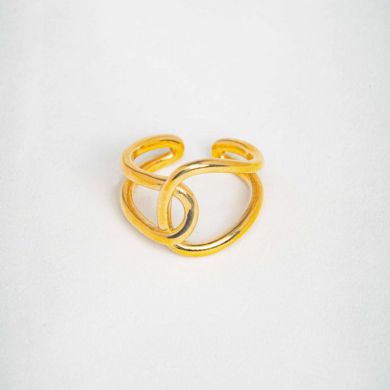 Bague Ondulée Élégance Dorée Plaqué Or 18K