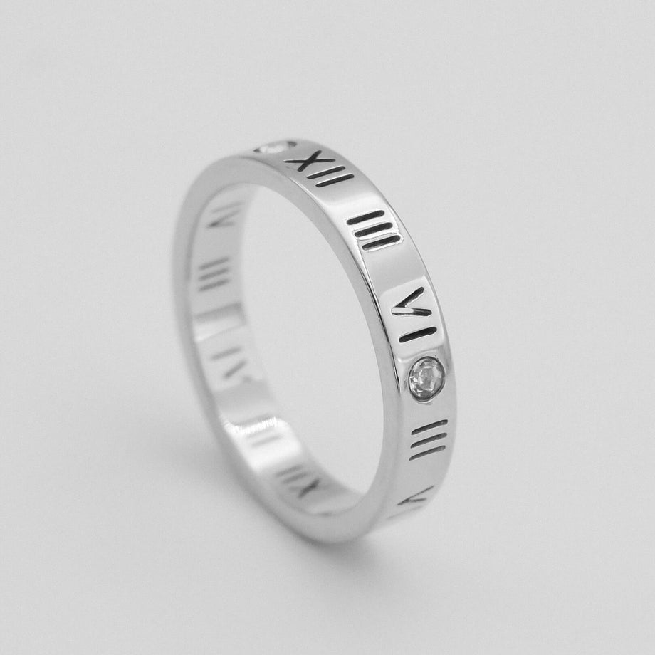 Bague en acier inoxydable Roman numerals - ABABEL