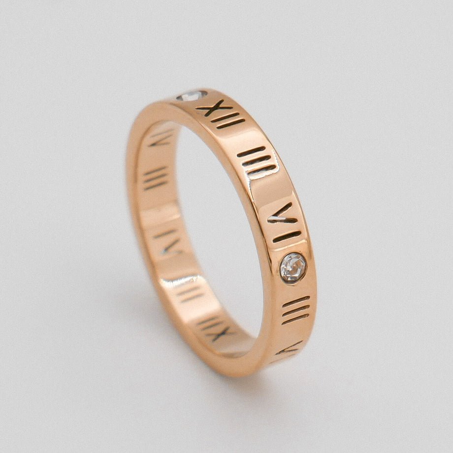 Bague en acier inoxydable Roman numerals - ABABEL