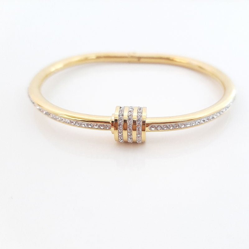 Bracelet d’Exception et Diamants Pavés en Acier Titane - ABABEL