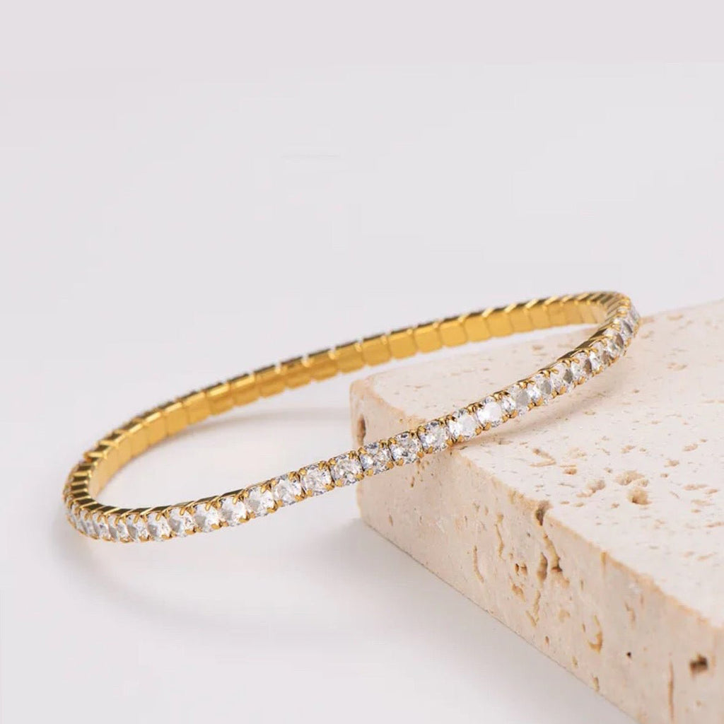 Bracelet Élégance en Acier Inoxydable Sertie de Zircons - ABABEL