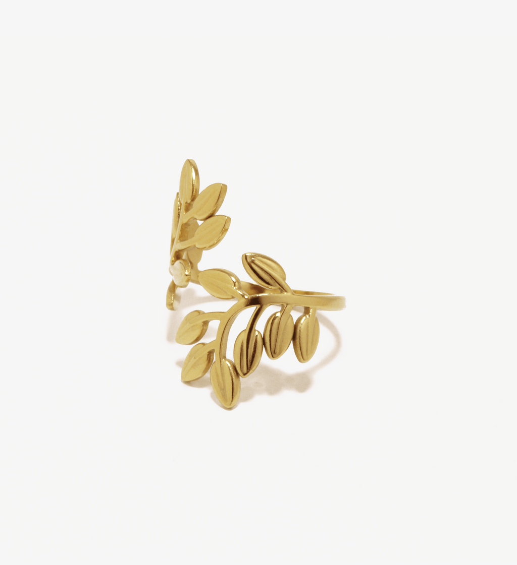 Bracelet Feuilles en Acier Inoxydable Plaqué Or 18K - ABABEL