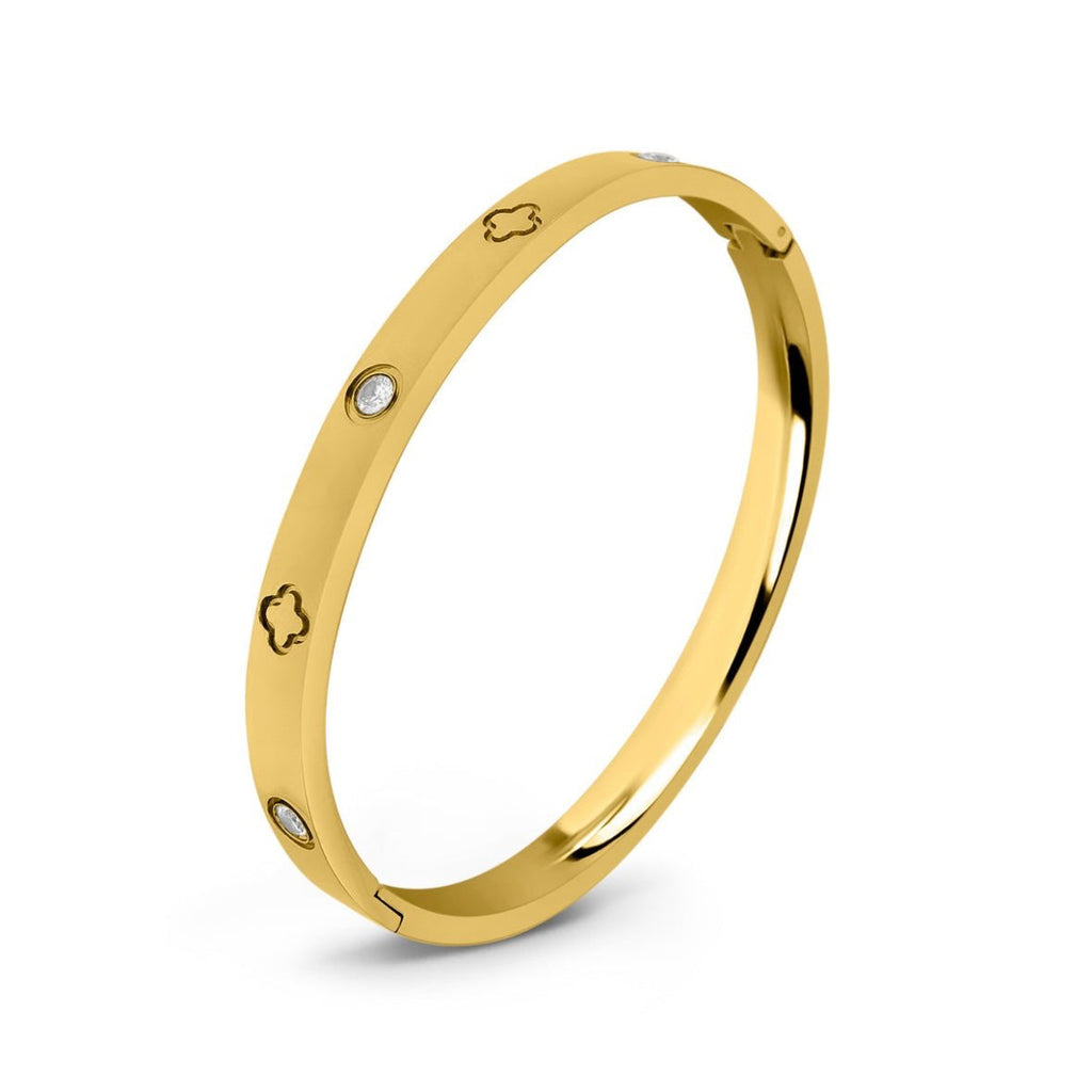 Bracelet Fleur Royale & Cristaux Étincelants en Acier Inoxydable - ABABEL