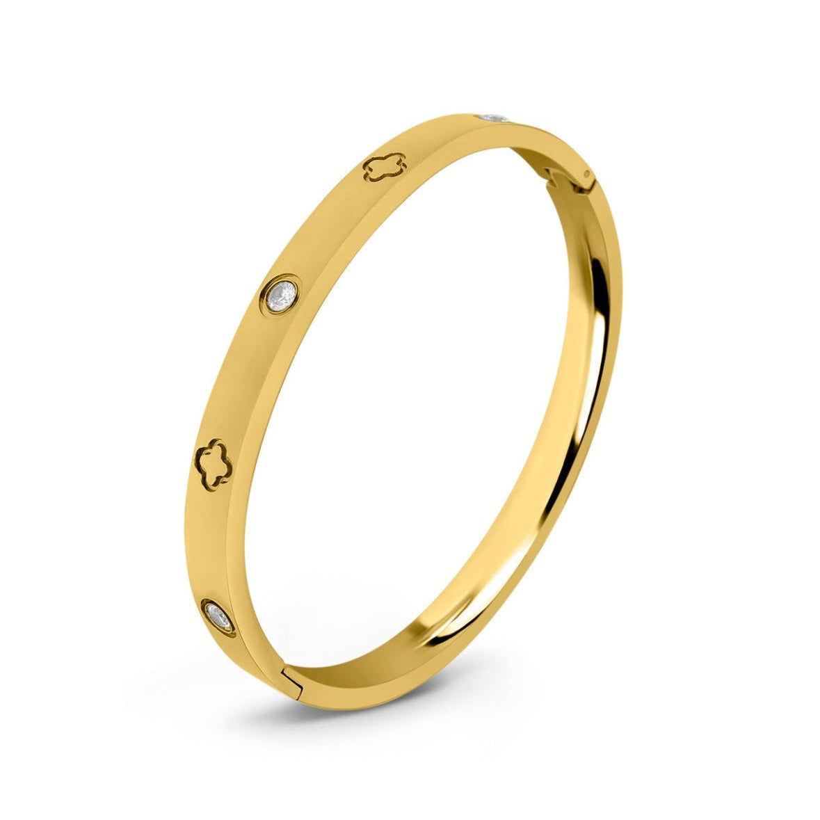 Bracelet Fleur Royale & Cristaux Étincelants en Acier Inoxydable - ABABEL