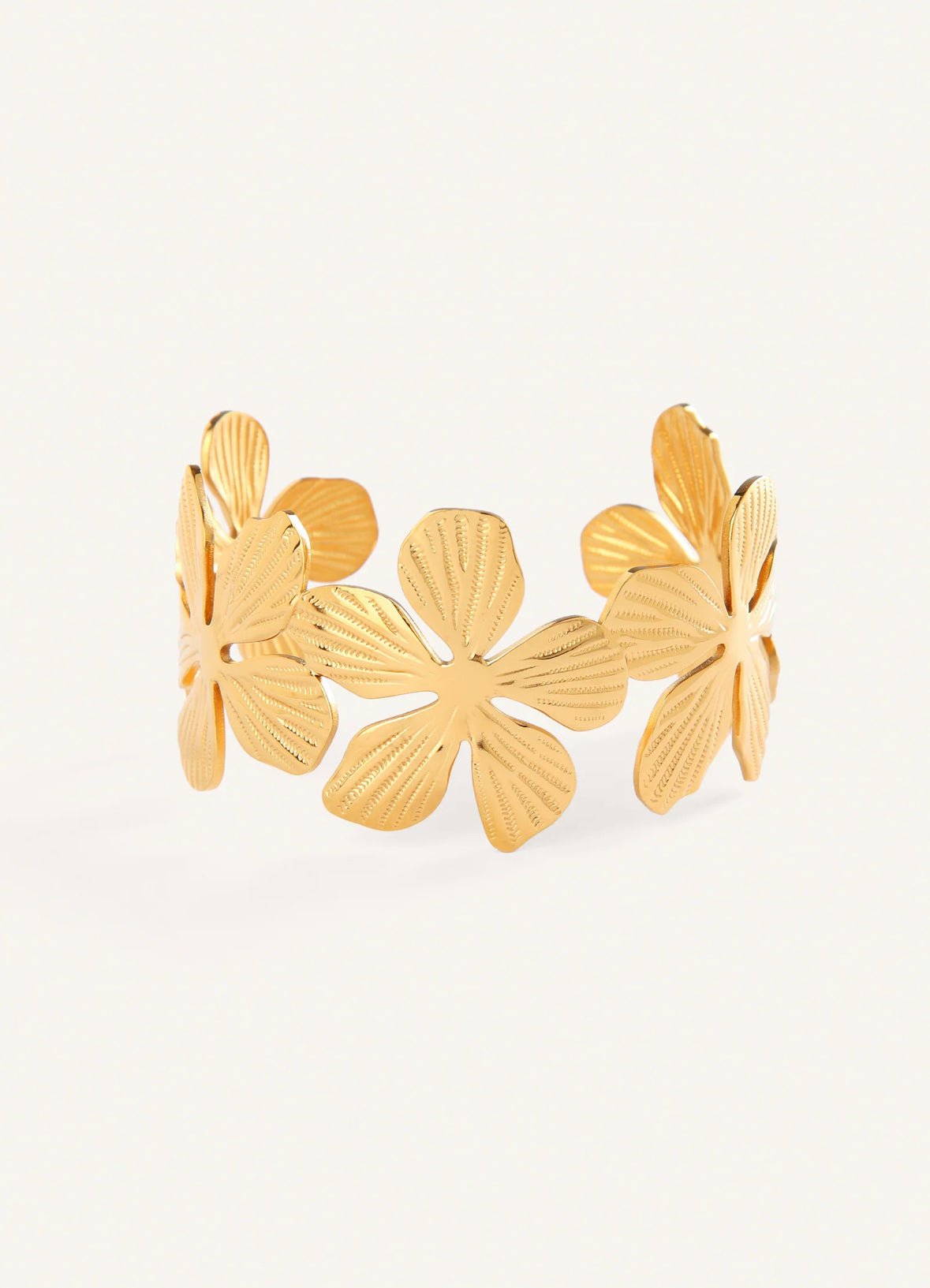 Bracelet Fleurs en Acier Inoxydable Plaqué Or 18K - ABABEL