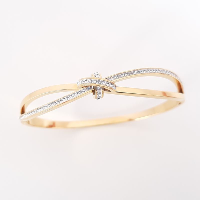 Bracelet Signature en Acier Titane Courbes Précieuses & Finitions Cristallisées - ABABEL