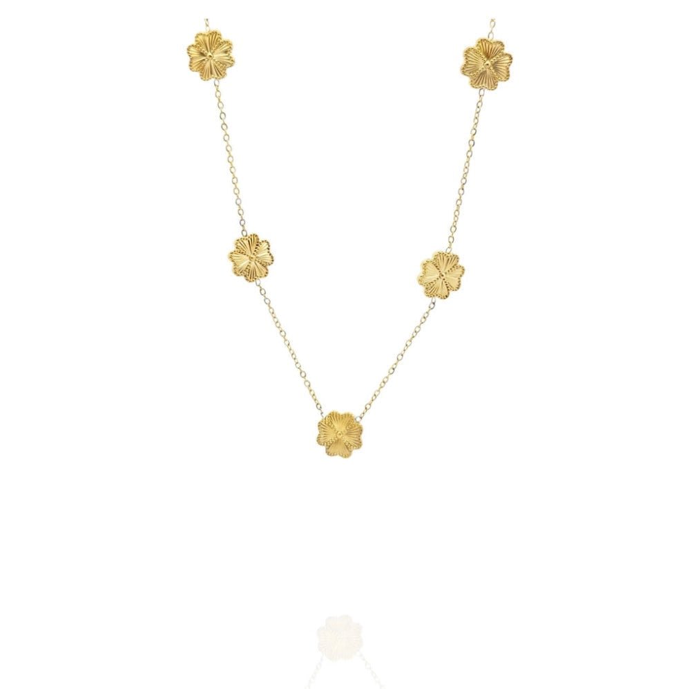 Collier Élégance Florale Acier Inoxydable Plaqué Or 18K - ABABEL