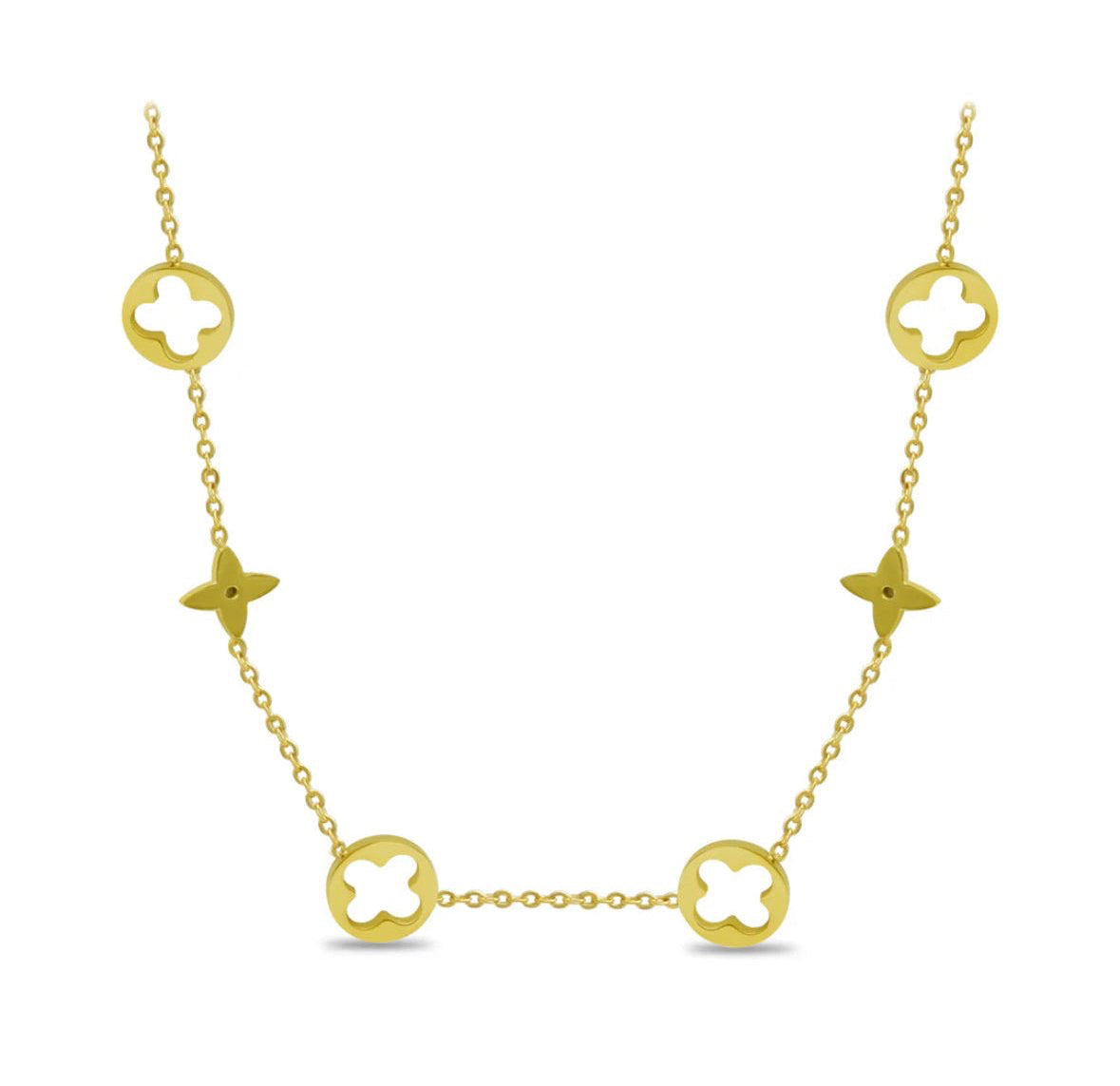 Collier Trèfle Royal & Finition Éclatante en Acier Inoxydable Plaqué Or 18K - ABABEL